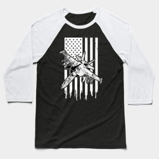 Jet Fighter American Flag US Military Baseball T-Shirt